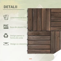 Outsunny dale exterior din lemn, 27 bucati, 30x30x2.5 cm maro(m-5)