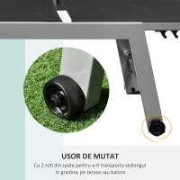 Sezlong Outsunny Pat de Plaja pliabil cu bureta in textilene Negru si Argintiu(m-5)