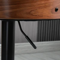 HOMCOM Set de 2 scaune de bar cu inaltime reglabila, scaune de bar pivotante cu inaltime reglabila, cu suport pentru picioare, scaune de bar din tesatura de in, negru si nuc(m-9)