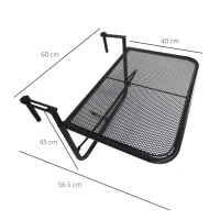 Outsunny Masuta Suspendabila pentru Balcon 60×56,5×45 cm – Negru(m-3)