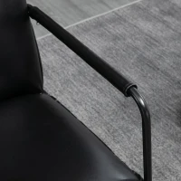 HOMCOM Scaun industrial cu perna, fotoliu din piele artificiala pentru dormitor, scaun de living cu brate infasurate si picioare din otel, negru(m-9)