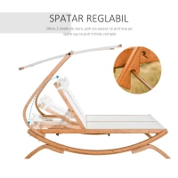 Outsunny Sezlong de Gradina 2 Locuri Reclinabil, 3 Nivele Acoperis si Perne(m-5)