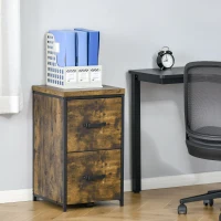 Vinsetto 2-Drawer file Cabinet, Industrial filing cabinets for Home, Hanging File Folders, Vertical Home Office Organizer for A4 Size, Rustic Brown(m-11)
