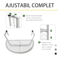 Outsunny Masuta Balcon Metal Alb Pliabila 3 Niveluri(m-4)