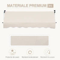 Outsunny Copertina Soare cu Brațe Telescopica cu Manivelă Metal si Poliester(m-4)