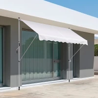 Outsunny Copertina de Perete cu Stalpi de Sprijin, Alba, 300x150 cm(m-10)