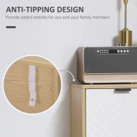 Homcom Dulap Modern Depozitare – Rafturi Reglabile, Alb & Lemn Natural(m-7)