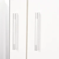 HOMCOM 2-Door Wardrobe w/ Adjustable Shelf 3 Drawers Mirror Home Storage, 180cm, White(m-8)