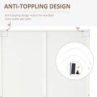 HOMCOM 2-Door Wardrobe w/ Adjustable Shelf 3 Drawers Mirror Home Storage, 180cm, White(m-7)