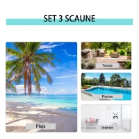 Outsunny Set 2 Sezlonguri de Gradina si 1 Masuta cu Raft din Sticla Negru(m-6)