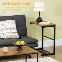 HOMCOM Set de 2 mese de cafea in stil industrial cu cadru din otel si picioruse reglabile pentru camera de zi, camera de pat, nuc deschis(m-5)