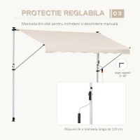 Outsunny Copertina Soare cu Brațe Telescopica cu Manivelă Metal si Poliester(m-6)