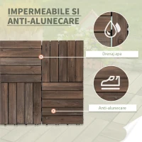 Outsunny dale exterior din lemn, 27 bucati, 30x30x2.5 cm maro(m-7)