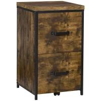 Vinsetto 2-Drawer file Cabinet, Industrial filing cabinets for Home, Hanging File Folders, Vertical Home Office Organizer for A4 Size, Rustic Brown(m-1)