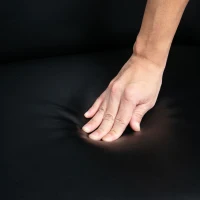 HOMCOM Scaun industrial cu perna, fotoliu din piele artificiala pentru dormitor, scaun de living cu brate infasurate si picioare din otel, negru(m-7)