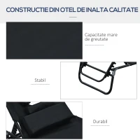 Outsunny sezlong cu decupaj pentru fata,190x56x28 cm, negru(m-6)