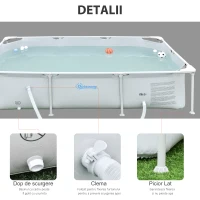 Outsunny Piscina Autoportanta Rectangulara 252×152 cm – Rigida cu Filtru, Gri(m-6)