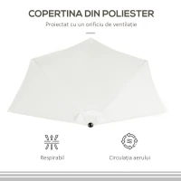 Outsunny Umbrela Semicirculara Impermeabila Protectie UV Alba 269x138x236cm(m-6)