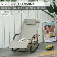 Outsunny Sezlong Balansoar de Gradina cu buzunar lateral si pernuta, in Metal 62L x 88L x 165Hcm(m-4)