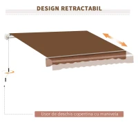 Outsunny Copertina de Soare pentru Exterior care se Ruleaza cu Manivela din Metal si Aluminiu, 395x245cm, Rosu Ruginiu(m-6)