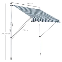 Outsunny Copertina pentru soare de exterior tip rulou tip rulou cu manivela, inaltime si unghi reglabil, 200x150cm(m-3)
