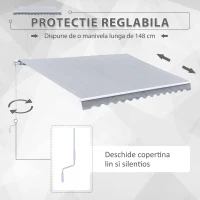 Outsunny Perdea Soare Rulanta de Perete in Poliester, Gri, 365x250cm(m-6)