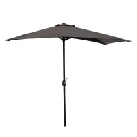 Outsunny Umbrela Semicirculara de Perete pentru Gradina cu Deschidere cu Manivela din Poliester, Gri 269x138x236cm(m-4)