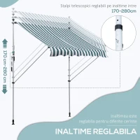 Outsunny Copertina pentru soare de exterior tip rulou tip rulou cu manivela, inaltime si unghi reglabil, 200x150cm(m-4)
