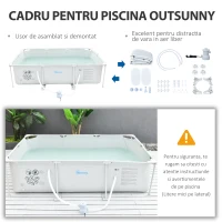 Outsunny Piscina de Gradina, Filtru din otel/PVC,  292x190x75cm, Gri(m-7)