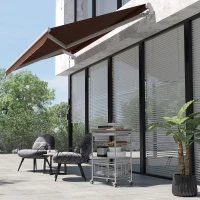 Outsunny Copertina de Soare pentru Exterior care se Ruleaza cu Manivela din Metal si Aluminiu, 395x245cm, Rosu Ruginiu(m-2)