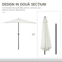 Outsunny Umbrela Semicirculara Impermeabila Protectie UV Alba 269x138x236cm(m-7)