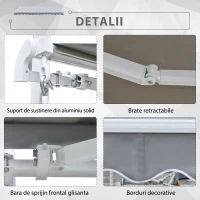 Outsunny Perdea Soare Rulanta de Perete in Poliester, Gri, 365x250cm(m-7)