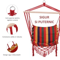 Outsunny Hamac Scaun Suspendat din Bumbac și Poliester, Colorat, 100x60x100cm(m-4)