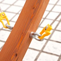 Outsunny Hamac in Tesatura in Dungi Colorat cu Suport in Lemn, 3.15x1x1.1m(m-8)