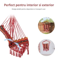 Outsunny Hamac Scaun Suspendat din Bumbac și Poliester, Colorat, 100x60x100cm(m-6)
