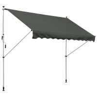 Outsunny Copertina de Soare cu Brate si Manivela, Structura Telescopica din Metal si Parasolar din Poliester 300x150cm, gri