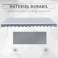 Outsunny Perdea Soare Rulanta de Perete in Poliester, Gri, 365x250cm(m-4)