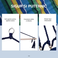 Outsunny Hamac Scaun Acoperis cu Taburet in Lemn Galben si Albastru(m-5)