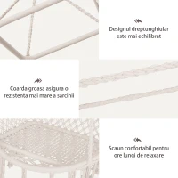 Outsunny Hamac Scaun Suspendat tip Leagan in Lemn si Funie din Bumbac, Bej, 80 x 140 cm(m-5)