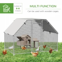 PawHut Walk-In Chicken Coop Run Cage Large Metal Chicken House w/ Cover Outdoor, 280W x 190D x 195H cm(m-4)
