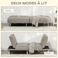 HOMCOM Banquette convertible 3 places canapé-lit clic-clac 2 fauteuils rembourré avec dossier inclinable en tissu gris(m-5)