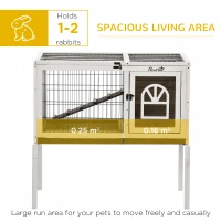 PawHut Wooden Rabbit Hutch, Guinea Pig Cage, with Removable Tray, Openable Roof(m-4)
