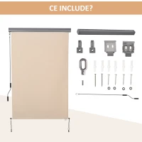 Outsunny Copertina Rulou Parasolar cu Manivela, Instalare pe Perete sau Tavan, 120x200cm, Bej(m-6)