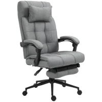 Vinsetto Office Chair with Footrest Ergonomic Office Chair with Armrests Lumber Support and Headrest Light Grey(m-1)