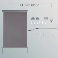 Outsunny Copertina Rulou Parasolar cu Manivela, Instalare pe Perete sau Tavan, 120x200cm, Gri(m-6)