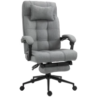Vinsetto Office Chair with Footrest Ergonomic Office Chair with Armrests Lumber Support and Headrest Light Grey(m-11)