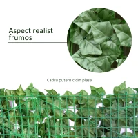 Outsunny Rulou Artificial de Gard Viu din PE, Anti-UV, 300x100 cm, Frunze Verde inchis(m-6)