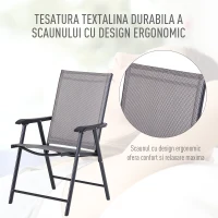 Outsunny Set de 2 Scaune Pliabile pentru Exterior din Otel si Textilene Gri si Negru(m-5)