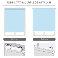 Outsunny Copertina Rulou Parasolar cu Manivela, Instalare pe Perete sau Tavan, 120x200cm, Bej(m-4)