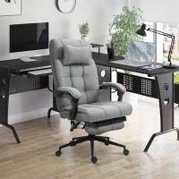 Vinsetto Office Chair with Footrest Ergonomic Office Chair with Armrests Lumber Support and Headrest Light Grey(m-10)